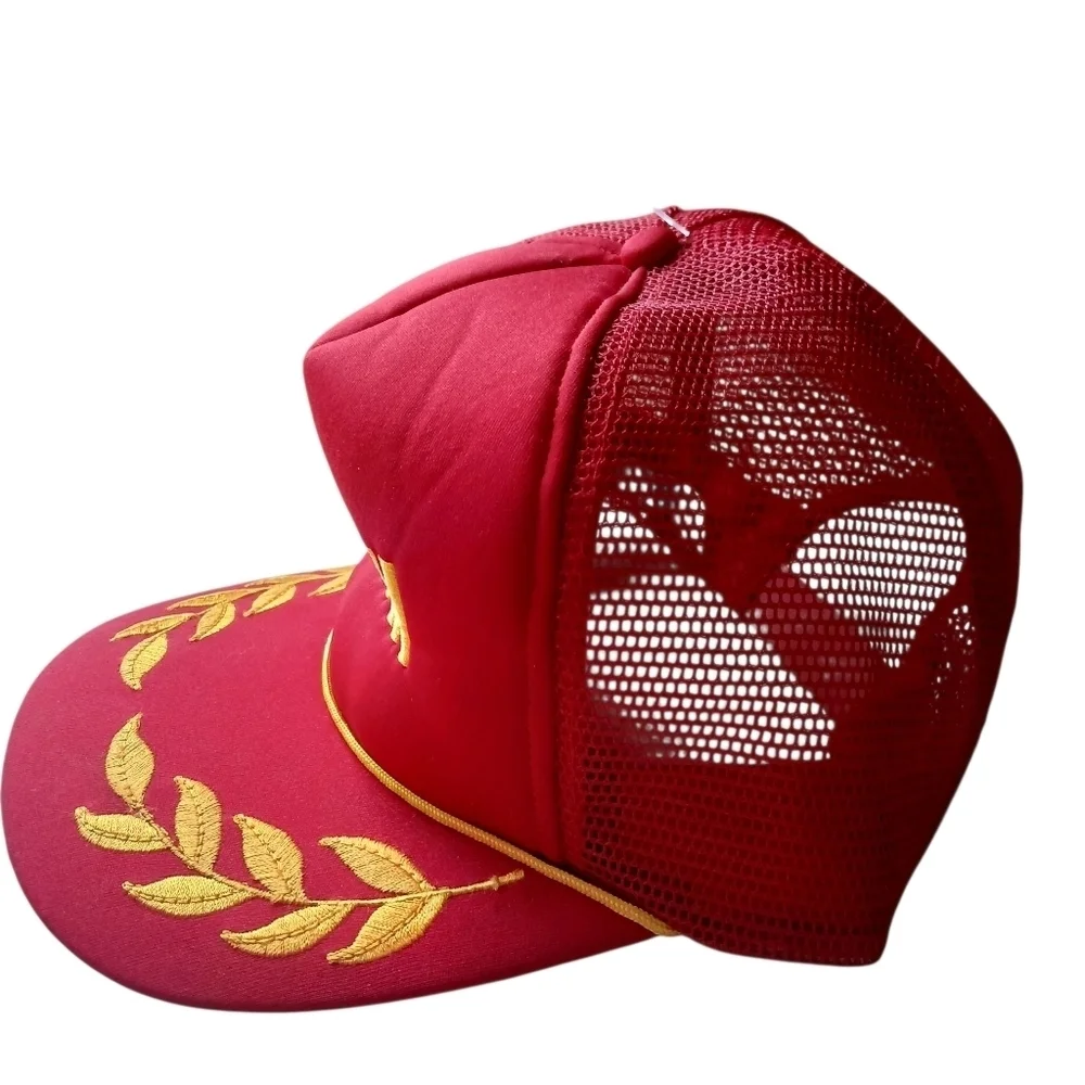 Hawaii Snapback Hat Foam Front Red Trucker Leaves Rope Cap Unisex Adult VTG